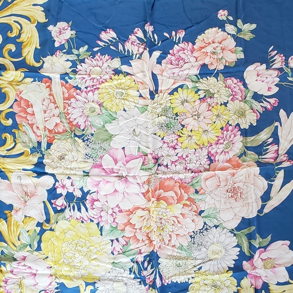 Silk Scarf Daniel La Foret Floral Vintage - Picture 5 of 5